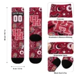 Houston Cougars Socks Personalized Scattered Icons Red Best Selling