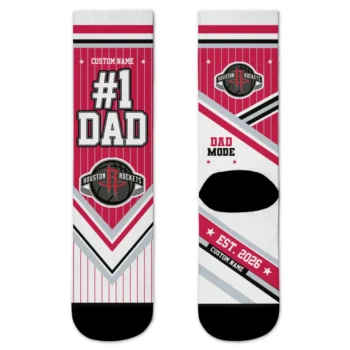 Houston Rockets Socks - Custom Pinstripe Chevron Red White