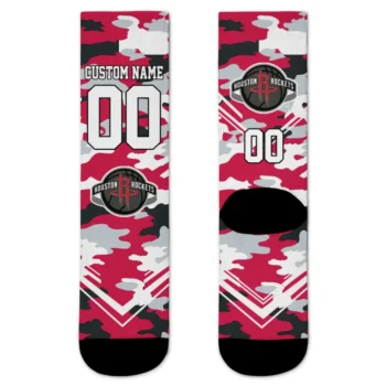 Houston Rockets Socks Customized Woodland Camo Red Best Selling