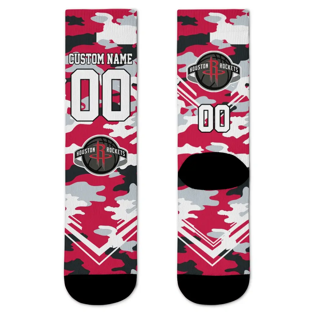Houston Rockets Socks Customized Woodland Camo Red Best Selling Houston Rockets Socks Customized Woodland Camo Red Best Selling