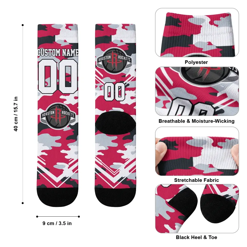 Houston Rockets Socks Customized Woodland Camo Red High Quality Houston Rockets Socks Customized Woodland Camo Red High Quality