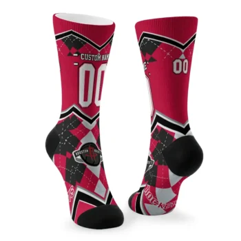 Houston Rockets Socks Personalized Argyle Pattern Red Fashion Forward