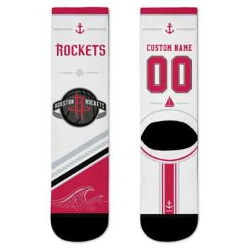 Houston Rockets Socks - Personalized Nautical Icons Red White