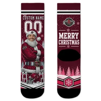 Houston Rockets Socks Personalized Snowy Scene Red White Best Selling