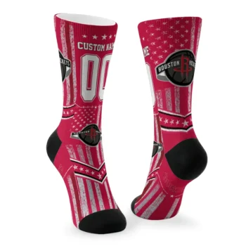 Houston Rockets Socks Personalized Star Stripes Red White Fashion Forward