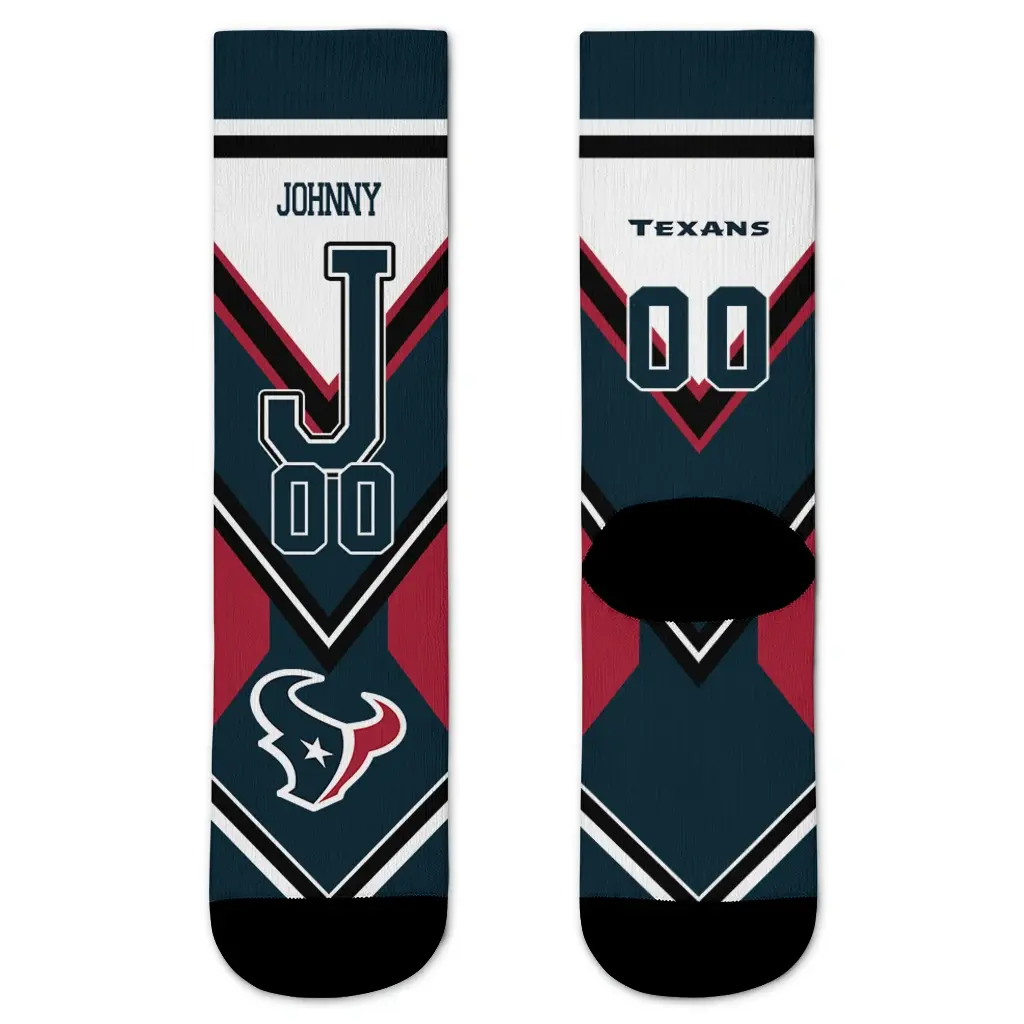 Houston Texans Socks Custom Arrow Blocks Blue Best Selling Houston Texans Socks Custom Arrow Blocks Blue Best Selling