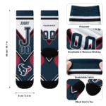 Houston Texans Socks Custom Arrow Blocks Blue Best Selling