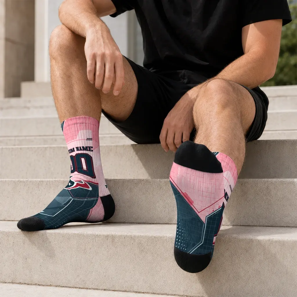 Houston Texans Socks Customized Geometric Tech Blue Latest Model Houston Texans Socks Customized Geometric Tech Blue Latest Model