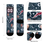 Houston Texans Socks Customized Scattered Icons Blue Best Selling