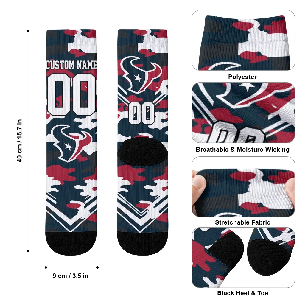 Houston Texans Socks Customized Woodland Camo Blue High Quality Houston Texans Socks Customized Woodland Camo Blue High Quality