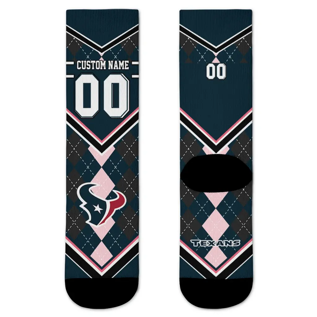 Houston Texans Socks Personalized Argyle Pattern Blue Best Selling Houston Texans Socks Personalized Argyle Pattern Blue Best Selling