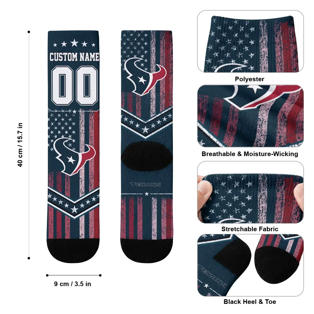 Houston Texans Socks Personalized Star Stripes Blue White High Quality Houston Texans Socks Personalized Star Stripes Blue White High Quality