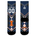Illinois Fighting Illini Socks Customized Argyle Pattern Blue Best Selling