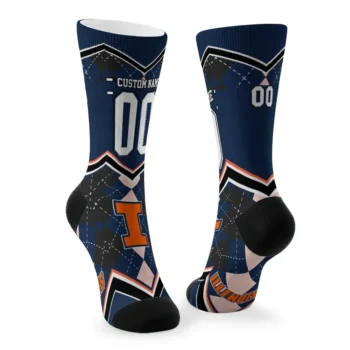 Illinois Fighting Illini Socks Customized Argyle Pattern Blue Fashion Forward