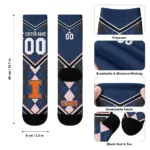 Illinois Fighting Illini Socks Customized Argyle Pattern Blue Best Selling