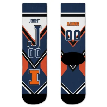 Illinois Fighting Illini Socks Customized Arrow Blocks Blue Best Selling