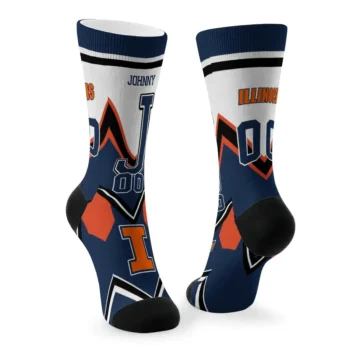 Illinois Fighting Illini Socks Customized Arrow Blocks Blue Fashion Forward