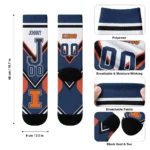 Illinois Fighting Illini Socks Customized Arrow Blocks Blue Best Selling