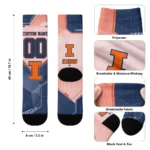 Illinois Fighting Illini Socks Customized Geometric Tech Blue Best Selling