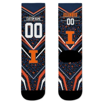 Illinois Fighting Illini Socks Customized Leopard Print Blue Black Best Selling