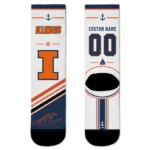 Illinois Fighting Illini Socks Customized Nautical Icons Blue White Best Selling