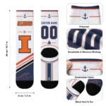 Illinois Fighting Illini Socks Customized Nautical Icons Blue White Best Selling