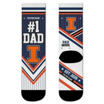 Illinois Fighting Illini Socks Customized Pinstripe Chevron Blue White Best Selling