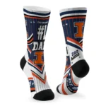 Illinois Fighting Illini Socks Customized Pinstripe Chevron Blue White Best Selling