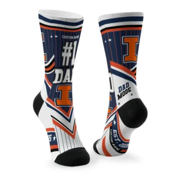 Illinois Fighting Illini Socks Customized Pinstripe Chevron Blue White Fashion Forward