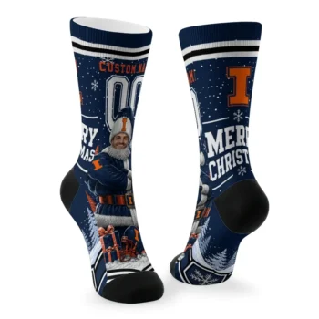 Illinois Fighting Illini Socks Customized Snowy Scene Blue White Fashion Forward