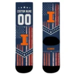 Illinois Fighting Illini Socks Customized Star Stripes Blue White Best Selling