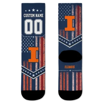 Illinois Fighting Illini Socks Customized Star Stripes Blue White Best Selling
