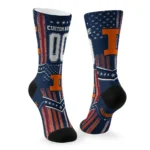 Illinois Fighting Illini Socks Customized Star Stripes Blue White Best Selling