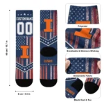 Illinois Fighting Illini Socks Customized Star Stripes Blue White Best Selling