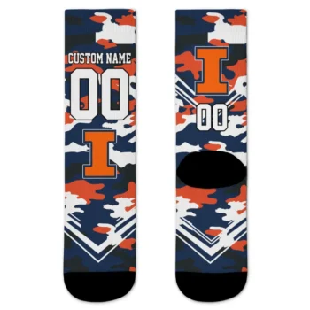 Illinois Fighting Illini Socks Customized Woodland Camo Blue Best Selling