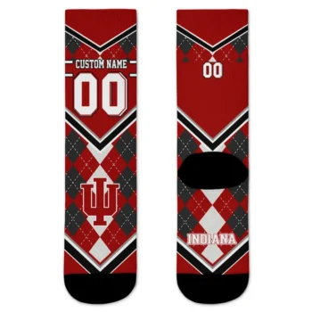 Indiana Hoosiers Socks Custom Argyle Pattern Red Best Selling