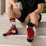 Indiana Hoosiers Socks Custom Arrow Blocks Red Best Selling