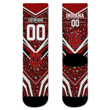 Indiana Hoosiers Socks Custom Leopard Print Red Black Best Selling