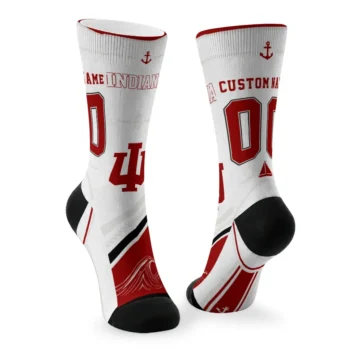 Indiana Hoosiers Socks Custom Nautical Icons Red White Fashion Forward