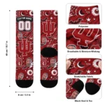 Indiana Hoosiers Socks Custom Scattered Icons Red Best Selling