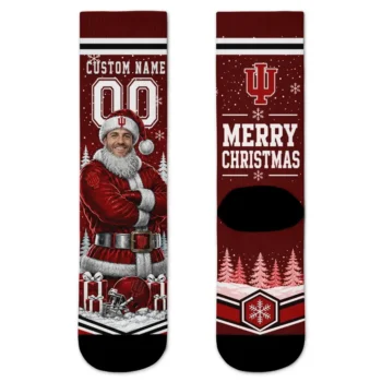 Indiana Hoosiers Socks Custom Snowy Scene Red White Best Selling