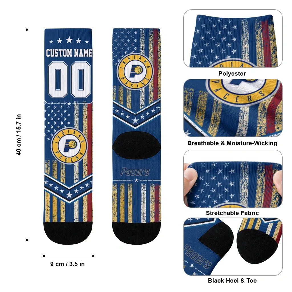 Indiana Pacers Socks Custom Star Stripes Blue White High Quality Indiana Pacers Socks Custom Star Stripes Blue White High Quality