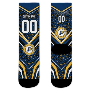 Indiana Pacers Socks Customized Leopard Print Blue Black Best Selling
