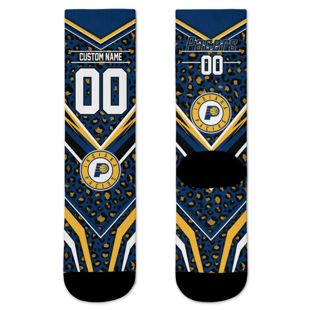 Indiana Pacers Socks Customized Leopard Print Blue Black Best Selling Indiana Pacers Socks Customized Leopard Print Blue Black Best Selling