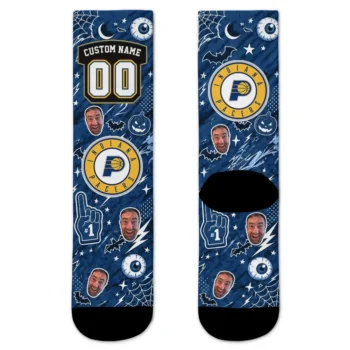 Indiana Pacers Socks Personalized Scattered Icons Blue Best Selling
