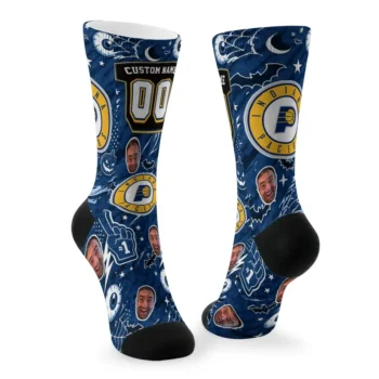 Indiana Pacers Socks Personalized Scattered Icons Blue Fashion Forward