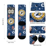 Indiana Pacers Socks Personalized Scattered Icons Blue Best Selling