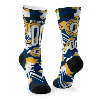 Indiana Pacers Socks Personalized Woodland Camo Blue Fashion Forward