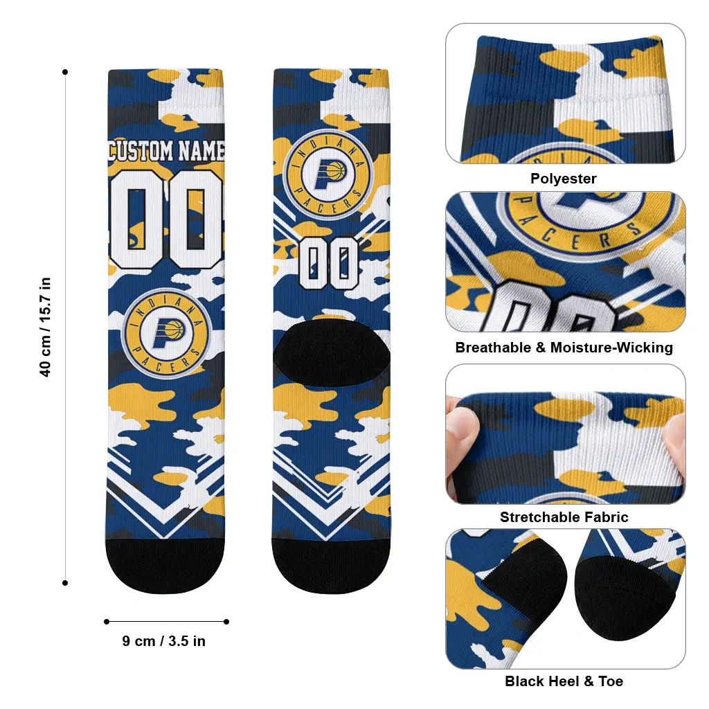 Indiana Pacers Socks Personalized Woodland Camo Blue High Quality Indiana Pacers Socks Personalized Woodland Camo Blue High Quality