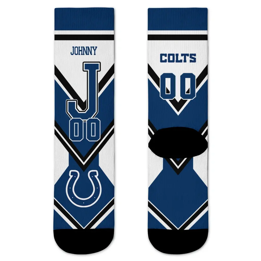Indianapolis Colts Socks Customized Arrow Blocks Blue Best Selling Indianapolis Colts Socks Customized Arrow Blocks Blue Best Selling